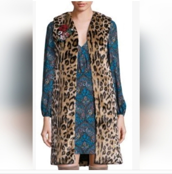 Alice + Olivia Jade Faux Fur Leopard Vest size XS - Picture 11 of 16